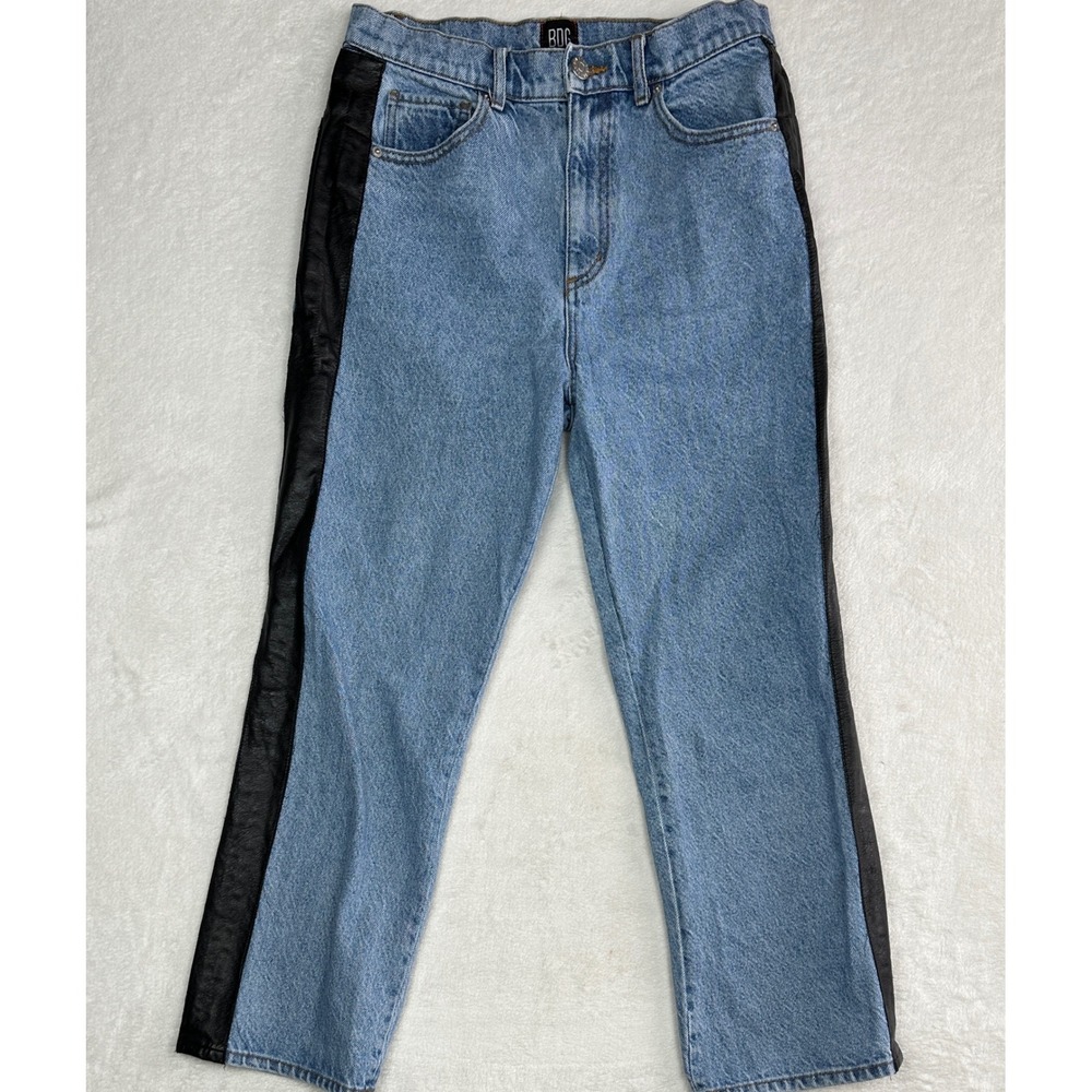 BDG Urban Outfitters Faux Leather Stripe‎ Straight Leg Jeans Light Wash Blue 29